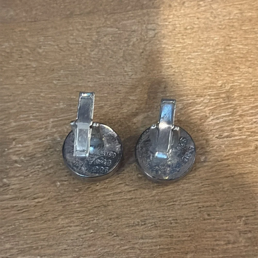 Vintage Taxco Sterling Yoel Eilat Stone Circle Cufflinks